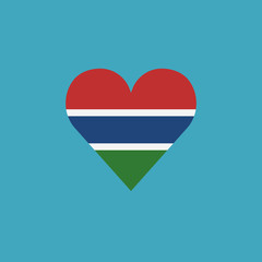 Gambia flag icon in a heart shape in flat design. Independence day or National day holiday concept.