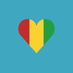 Guinea flag icon in a heart shape in flat design. Independence day or National day holiday concept.