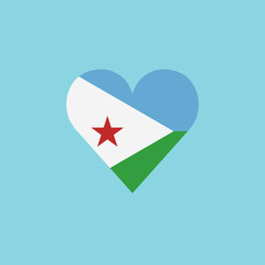 Djibouti flag icon in a heart shape in flat design. Independence day or National day holiday concept.