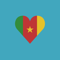 Cameroon flag icon in a heart shape in flat design. Independence day or National day holiday concept.