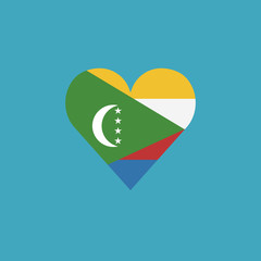 Comoros flag icon in a heart shape in flat design. Independence day or National day holiday concept.