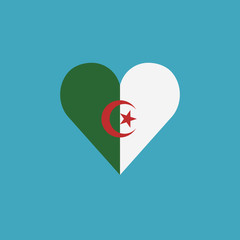 Fototapeta premium Algeria flag icon in a heart shape in flat design. Independence day or National day holiday concept.