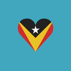 East Timor flag icon in a heart shape in flat design. Independence day or National day holiday concept.