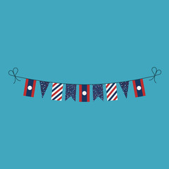 Decorations bunting flags for Laos national day holiday in flat design. Independence day or National day holiday concept.