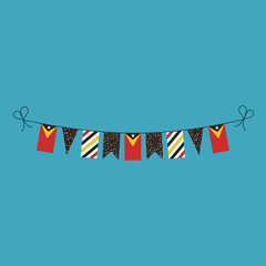 Decorations bunting flags for East Timor national day holiday in flat design. Independence day or National day holiday concept.