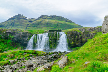 The Kirkjufellsfoss waterfalls