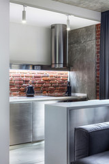 Kitchen in comfort and cozy studio apartment