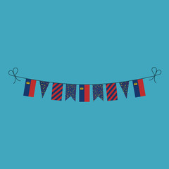 Decorations bunting flags for Liechtenstein national day holiday in flat design. Independence day or National day holiday concept.