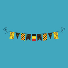 Decorations bunting flags for Belgium national day holiday in flat design. Independence day or National day holiday concept.