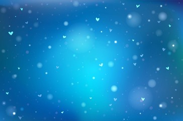Deep blue vector background with little hearts and flakes