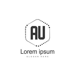 AU Letters Logo Design. Simple and Creative Black Letter Concept Illustration.