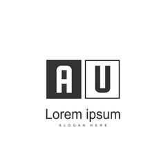 AU Letters Logo Design. Simple and Creative Black Letter Concept Illustration.