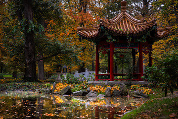 chinese pavilion in the Łazienki park