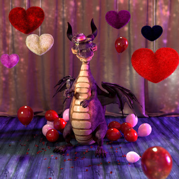 Drache mit Sektglas