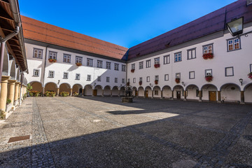 Naklejka premium Ptuj, Slovenia. September 28, 2018. The old historical centre of the oldest slevenian city, Ptuj.