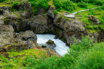 The Barnafoss waterfall
