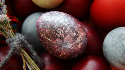 Close-up of a brilliant painted egg for Easter