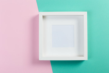  white frame on pink and menthol background