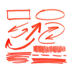 set of orange abstract hand-painted marker.