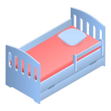 Baby bed icon. Isometric of baby bed vector icon for web design isolated on white background