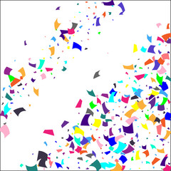 Colorful confetti on white background. 