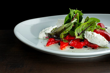 Delicious salad with red pepper and cheese.