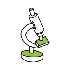 Hand drawn microscope doodle icon. Flat design