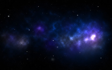 Fototapeta na wymiar Abstract fanciful dark space, nebula starry night sky, galactic background.