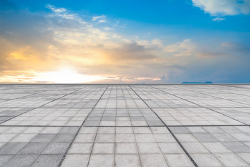 Empty Plaza Bricks and Sky Cloud Landscape..