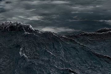 Crédence de cuisine en verre imprimé Eau Grosses vagues dans une tempête à travers l& 39 océan