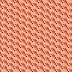 Feathers Seamless Pattern - Orange and brown feathers on peach background