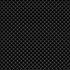 Fish Scales Seamless Pattern - Black and white fish scales or scallops design