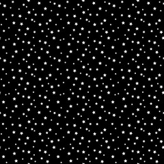 Confetti Stars Seamless Pattern - Tiny white confetti stars scattered over black background