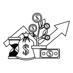 business plant growth coins clock money