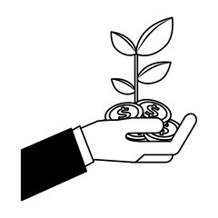 hand holding plant coins money business