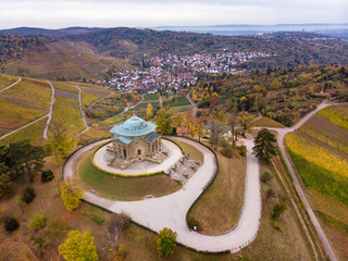 Aerial view of the sepulchral chapel (Grabkapelle) on the Württemberg, Stuttgart, Germany