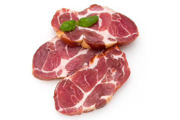 Fresh pig crude meat with rosemary.