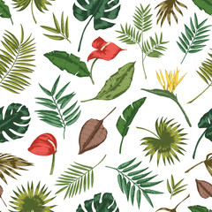 Tropical Leaves Seamless Pattern