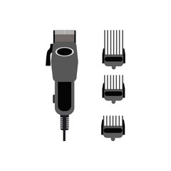 Hair clipper illustration and accessories. Vector  illustration isolated on white background