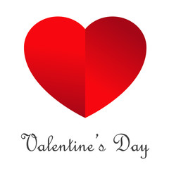 Logotipo abstracto con texto Valentine's Day con corazón dividido con gradiente rojo