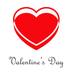 Logotipo abstracto con texto Valentine's Day con corazón con espacio negativo lineal en color rojo