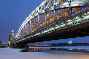 Obraz premium Bolsheokhtinsky Bridge (also known as Emperor Peter the Great Bridge), St.Petersburg, Russia