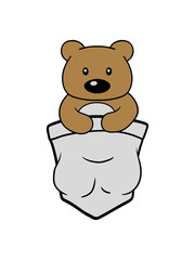 Obraz na płótnie Canvas teddy grizzly bär bärchen süß baby kind kuscheltier klein niedlich tasche brusttasche hemd comic cartoon lustig clipart design
