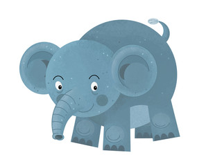 cartoon scene with elephant on white background looking and smiling - illustration for children