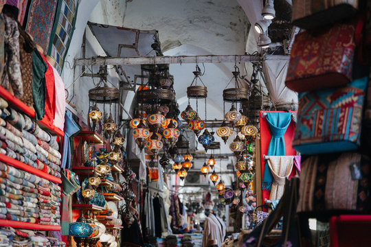 Morrocan Lamps At A Market