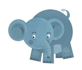 cartoon scene with elephant on white background looking and smiling - illustration for children