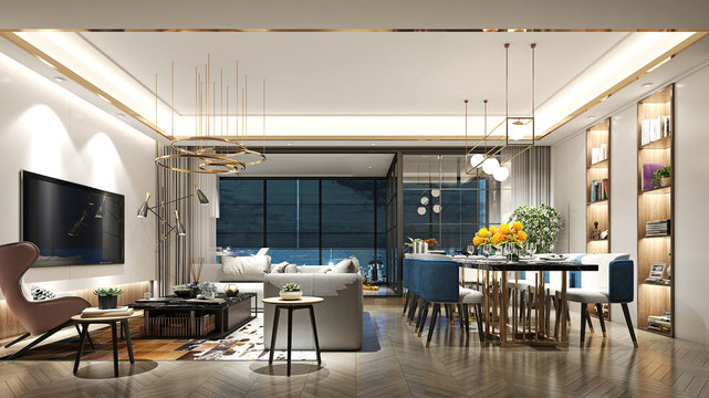 3d render of modern living room