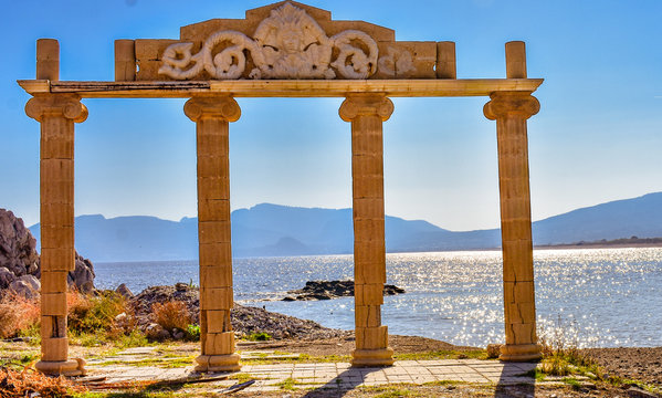 HARAKI, RHODES/GREECE NOVEMBER 3 2018 : proof of the ancient Greece standing still after so many years
