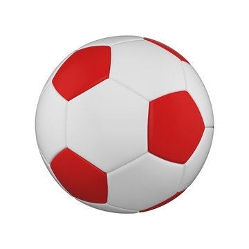 Soccer ball realistic 3d illustration. Isolated football ball on white background. International sports competition, tournament.