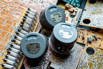 close up  of old-fashioned electric scale board indicator analog d